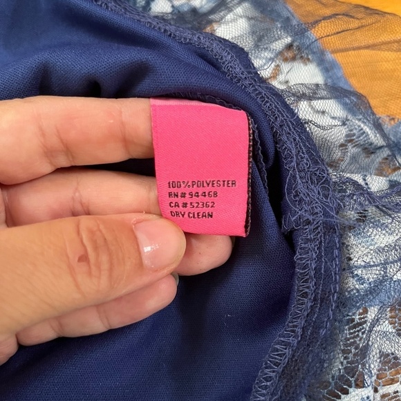 Betsey Johnson Juniors Tank Lace Blue Midi Dress Floral Lined Layered, Size 14 - Picture 9 of 9